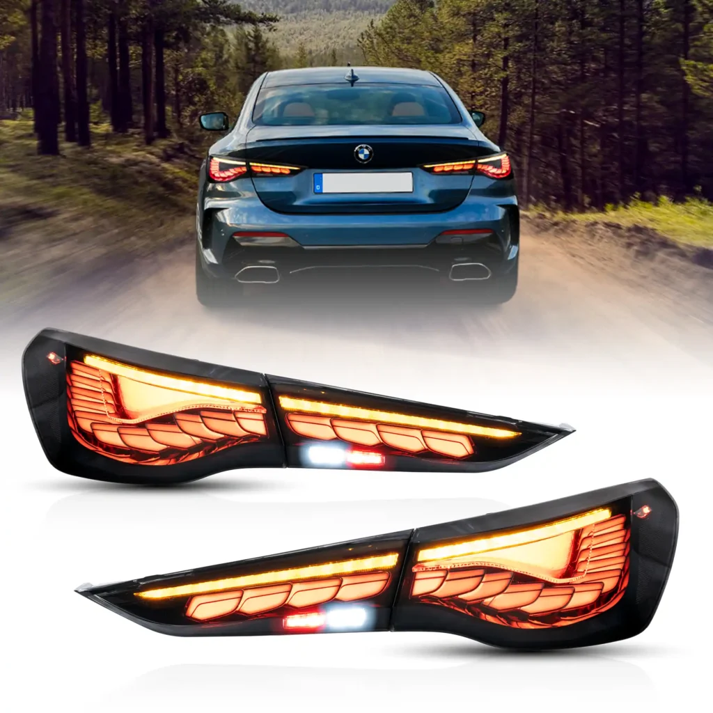 21-24 BMW 4 Series OLED Tail lights With GTS Style Smoked