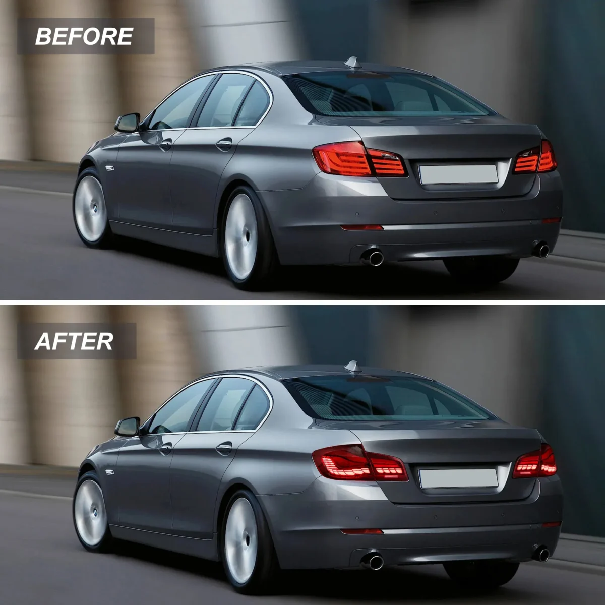 BMW F10 Tail lights Replacement With OLED GTS Style Before and After - Wooncar