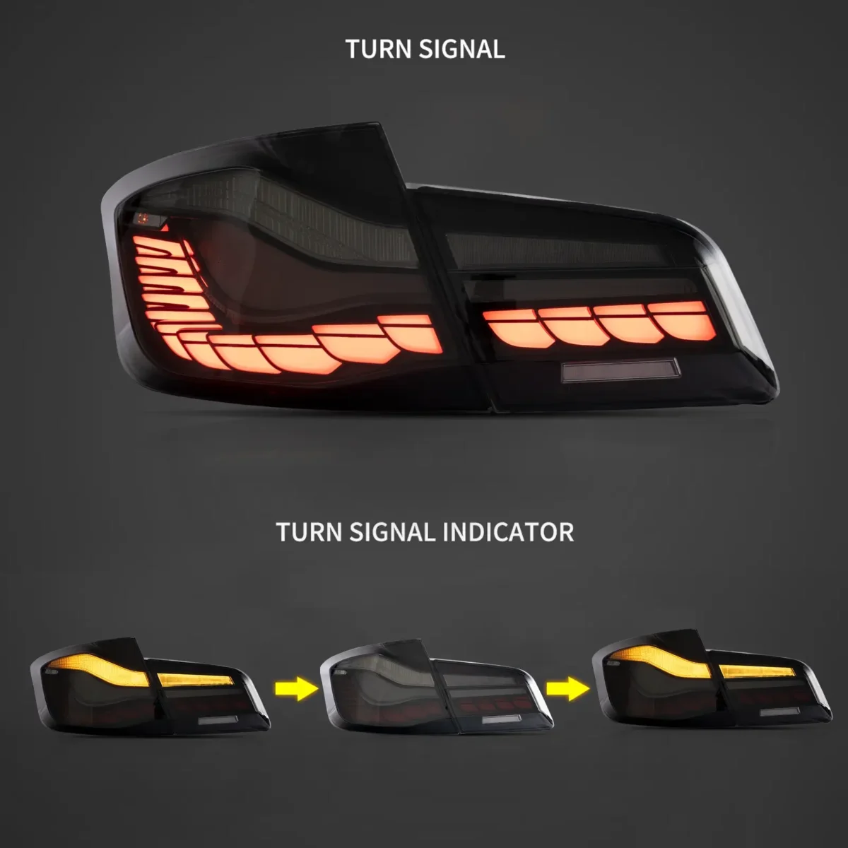 F10 M5 Tail lights Upgrade To OLED GTS Style Sequential Turn Signal Smoked