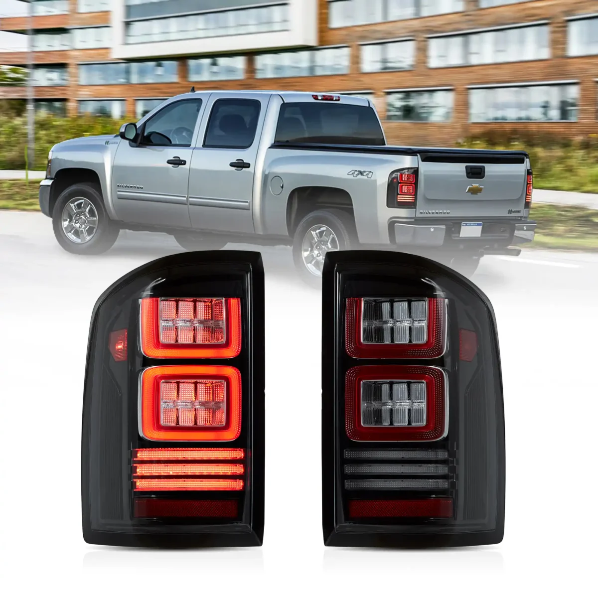 2007 Chevy Silverado Tail lights 07-13 Replacement With LED Square Style