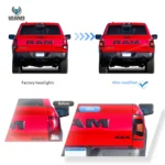 2014 Ram 1500 Tail lights (09-18) Upgrade With Full LED Before and After
