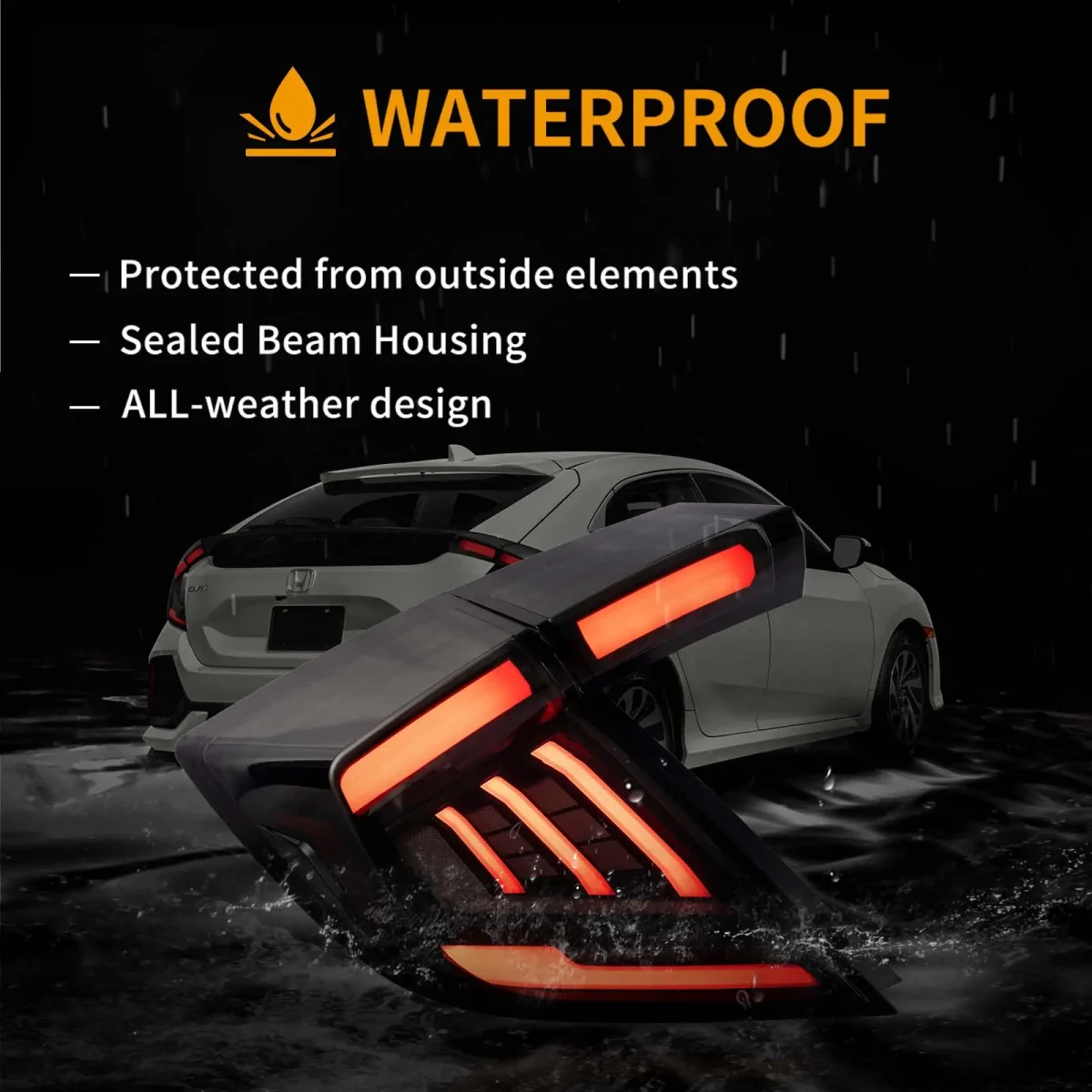10th Gen Civic Hatchback Tail lights (17-21) Type R LED Sequential 6