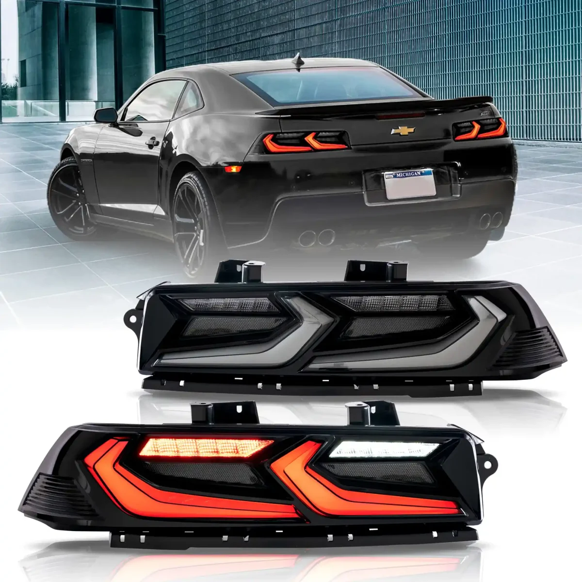 2014-2015 Camaro Tail lights Custom Cool LED Sequential Smoked