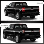 2015 GMC Sierra Tail lights (14-18) Replacement With LED Square Style Before and After
