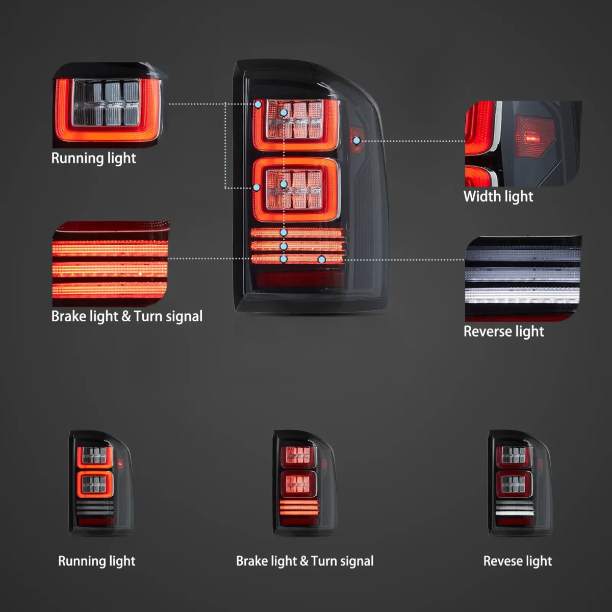 14-18 GMC Sierra Tail lights Replacement With LED Square Style - Image 3