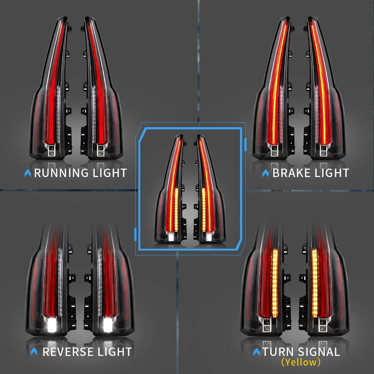 2015 GMC Yukon Tail lights (15-20) Denali Upgrade To Escalade Style Function Show Clear