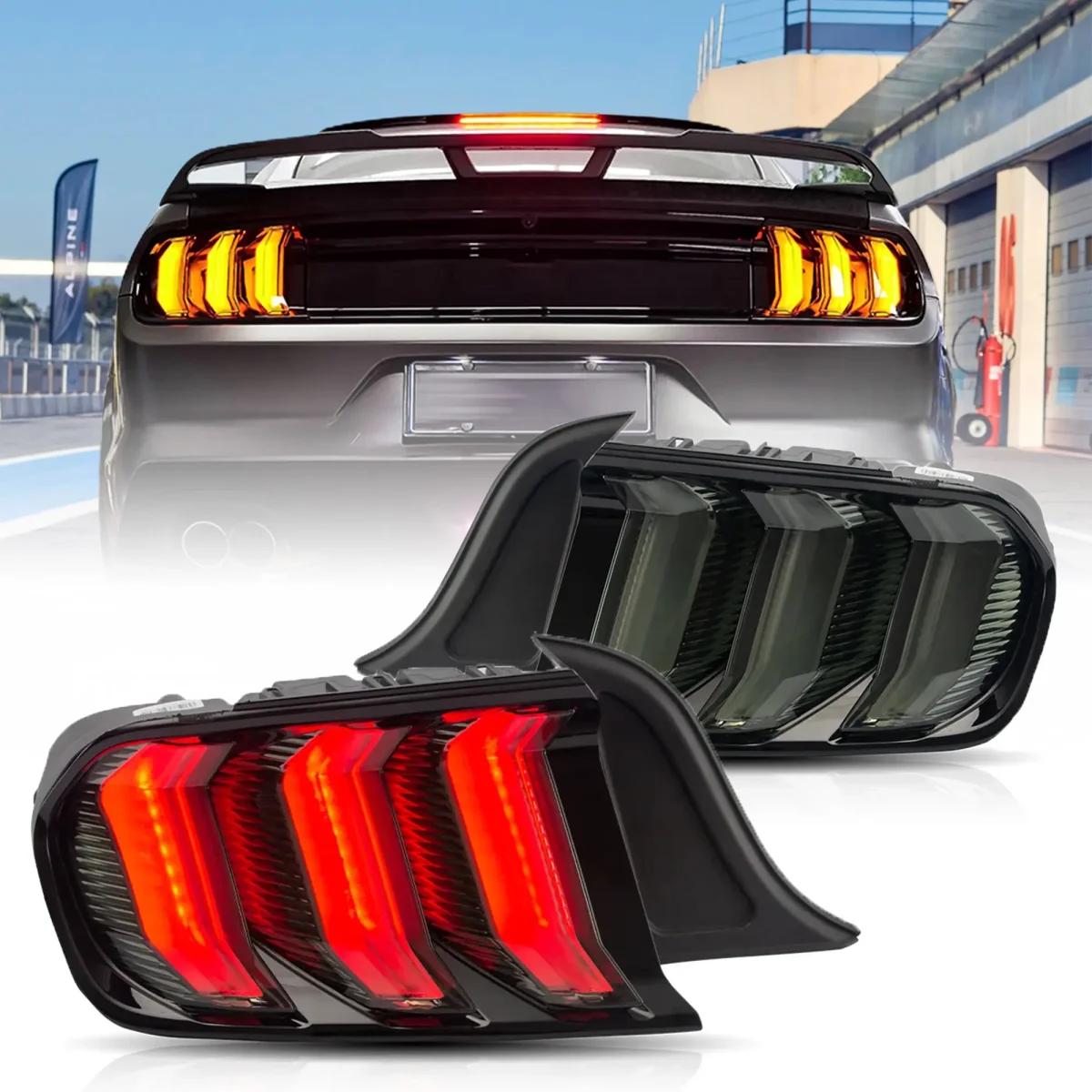 15-23 S550 Mustang Tail lights With 5 Models Sequential Smoked
