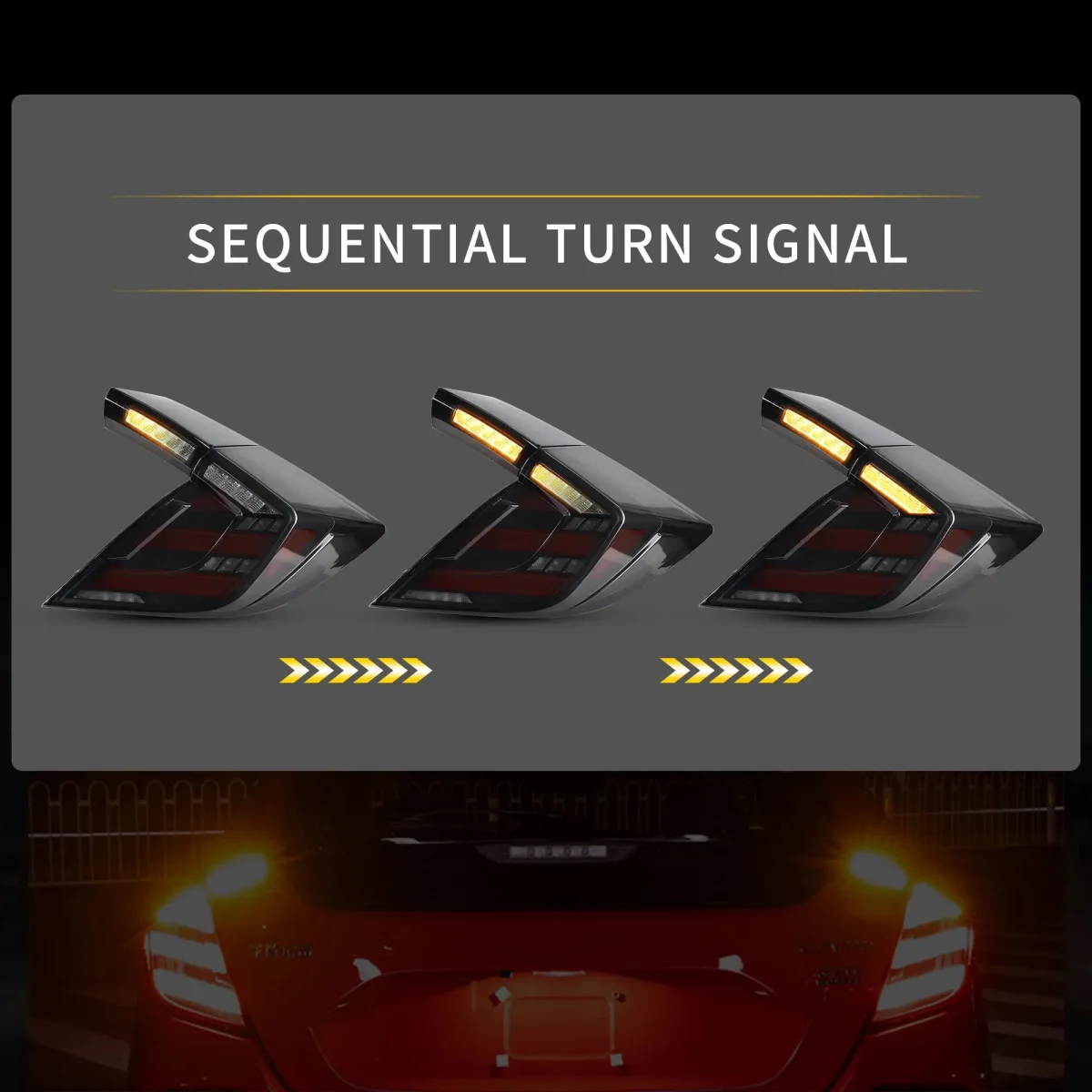 17-21 Honda Civic Tail light For Hatchback LED Sequential Assembly - Image 4