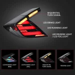 17-21 Honda Civic Tail lights Upgarde LED RGB Sequential - Image 5