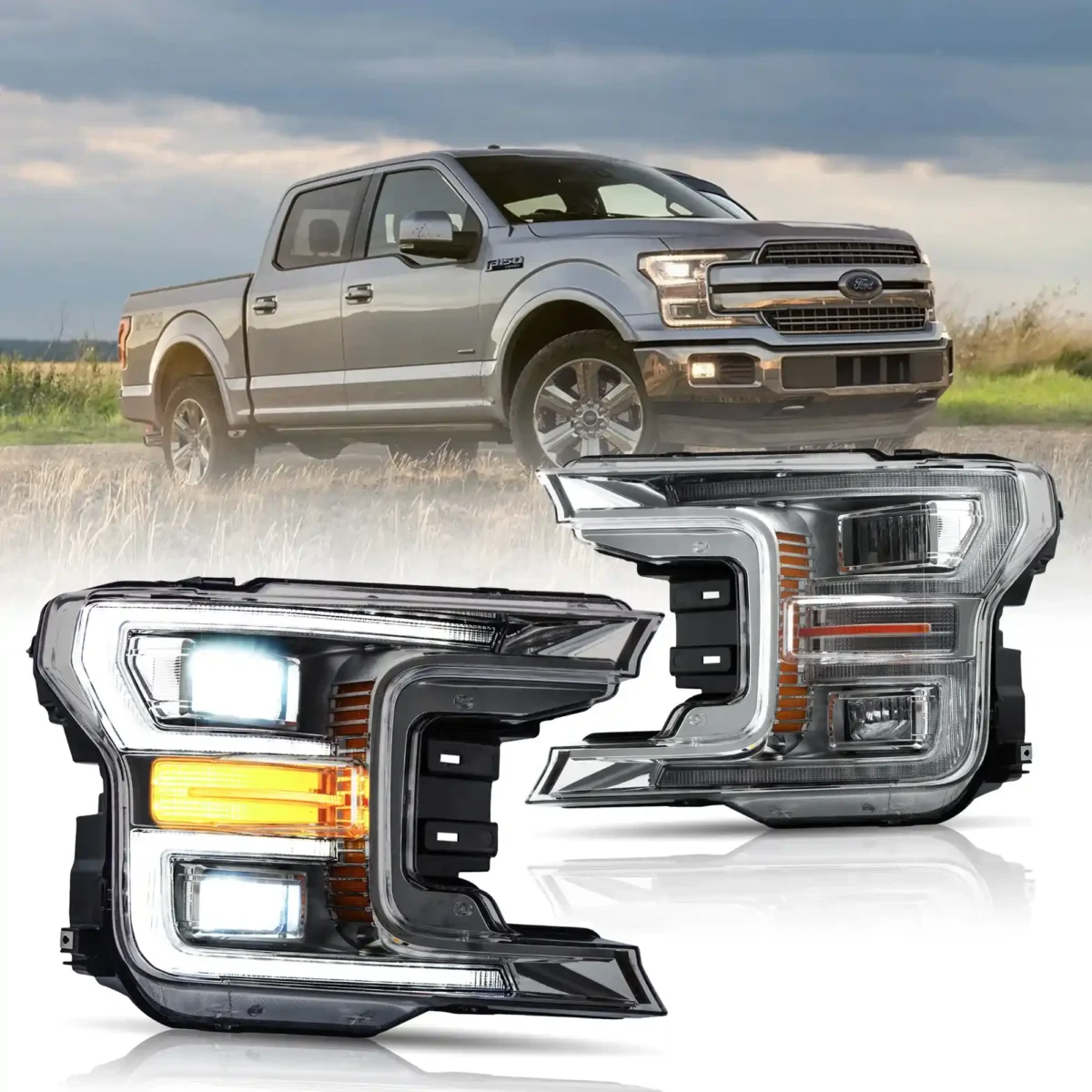 2018-2020 F150 LED Headlights Customized Kit With LED Clear