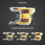 2018-2020 F150 LED Headlights Customized Kit With LED Sequential Turn Signal Clear