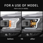 2018 F150 Led Headlights Replacement With Dual Projector Before and After