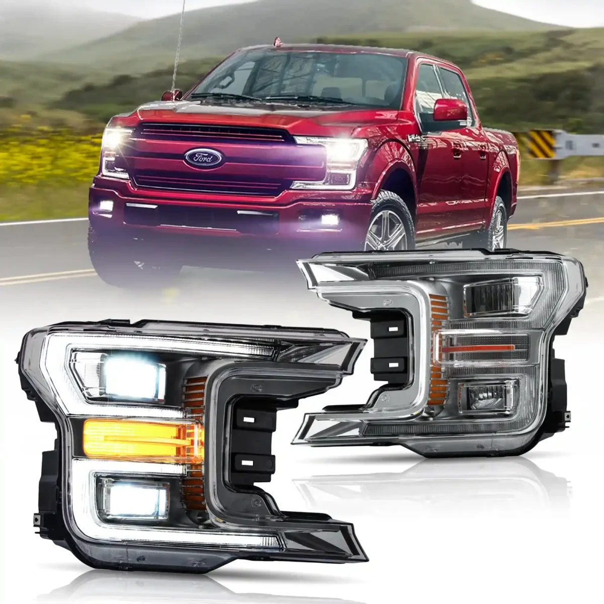 2018 Ford F150 Headlights (18-20) With LED Start-up Animation C