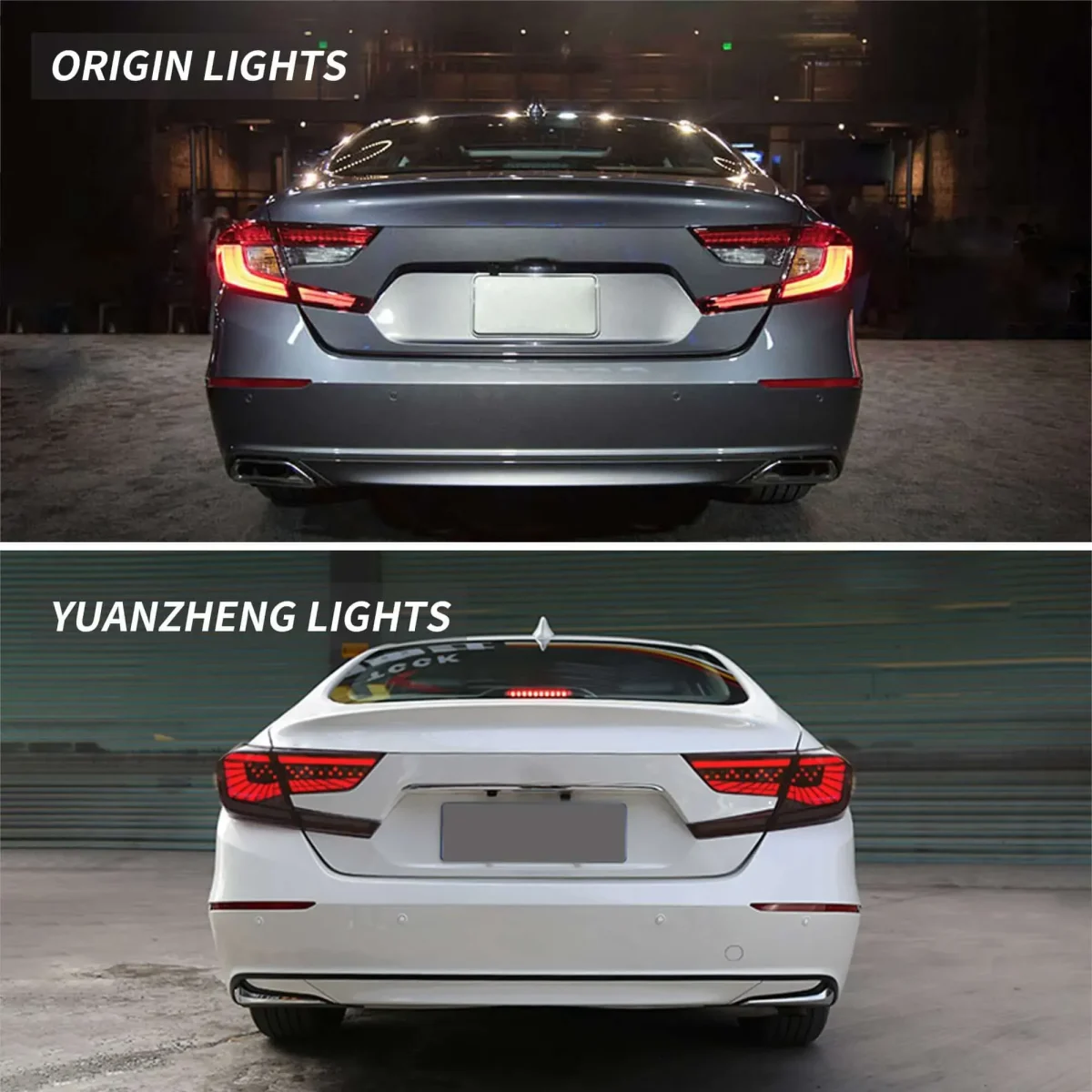 2018 Honda Accord Tail lights (18-21) Replacement To LED Flash Points Style Before and After