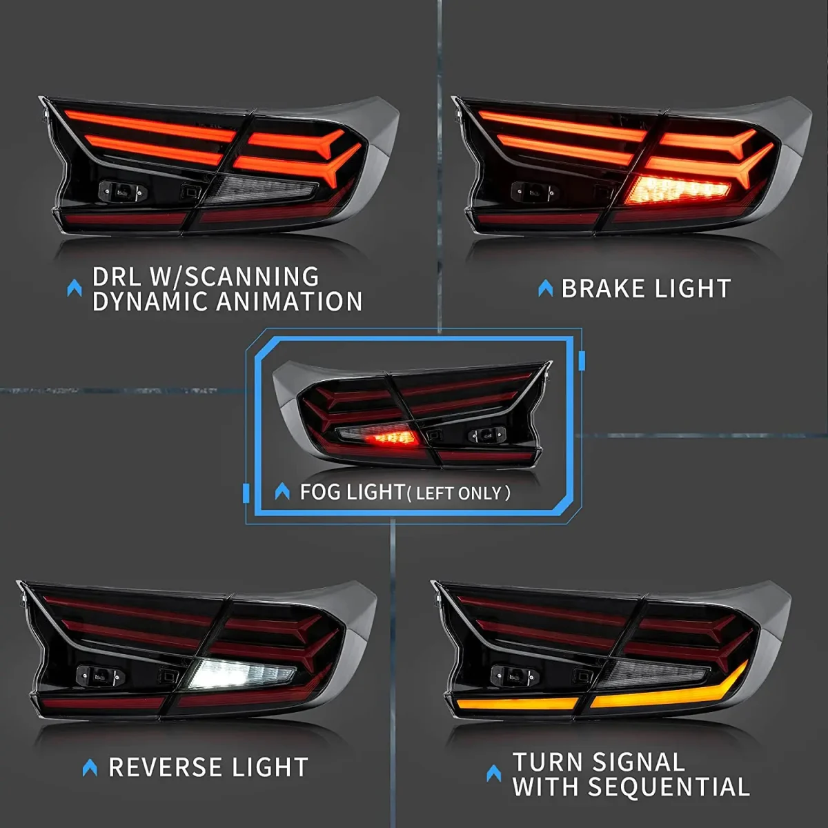 2021 Honda Accord Tail lights (10 gen) Aftermarket Full LED Sequential Function Show