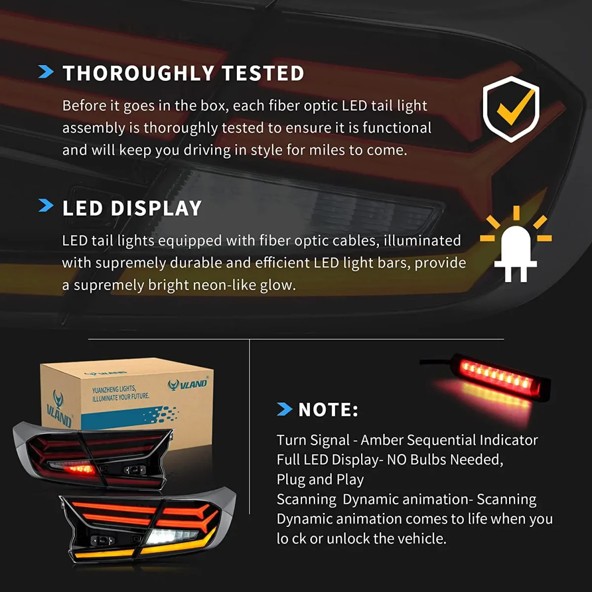 18-22 Honda Accord Tail lights Upgrade Full LED Sequential - Image 9