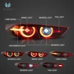 2019 Mazda 3 Tail lights Replacement (19-24) With Full LED Function Show R