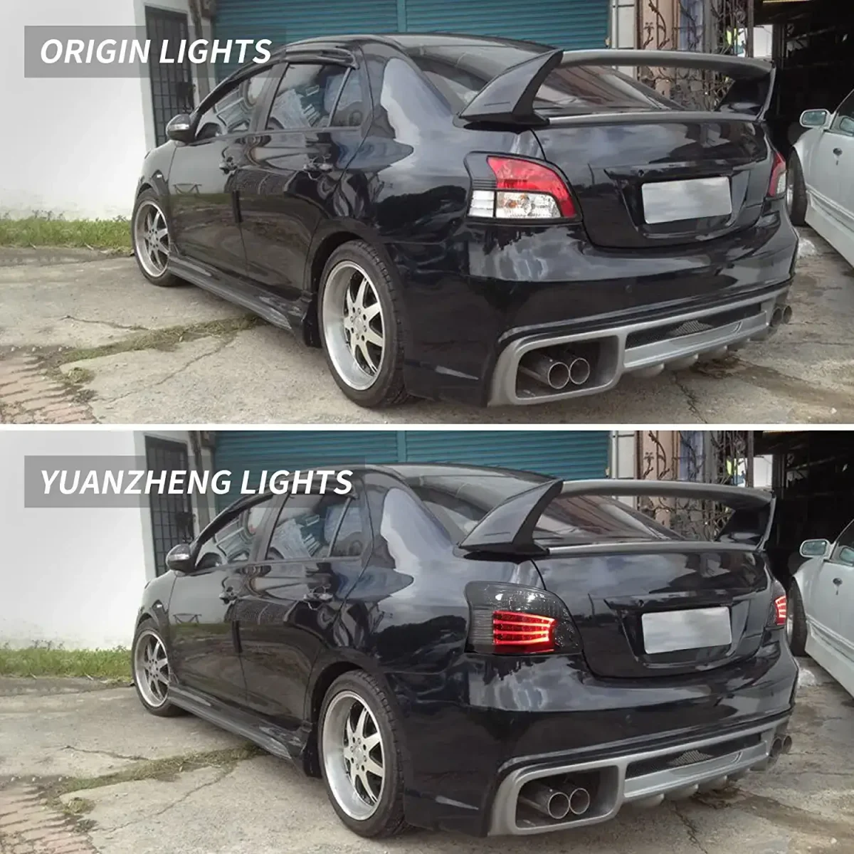 2005-2012 Toyota Yaris Tail light Upgrade To New LED Style Before and After
