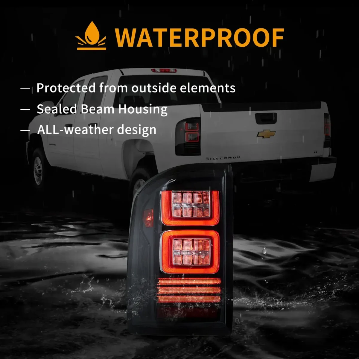 GMC Sierra Tail lights (07-13) Custom With LED Square Style - Image 11