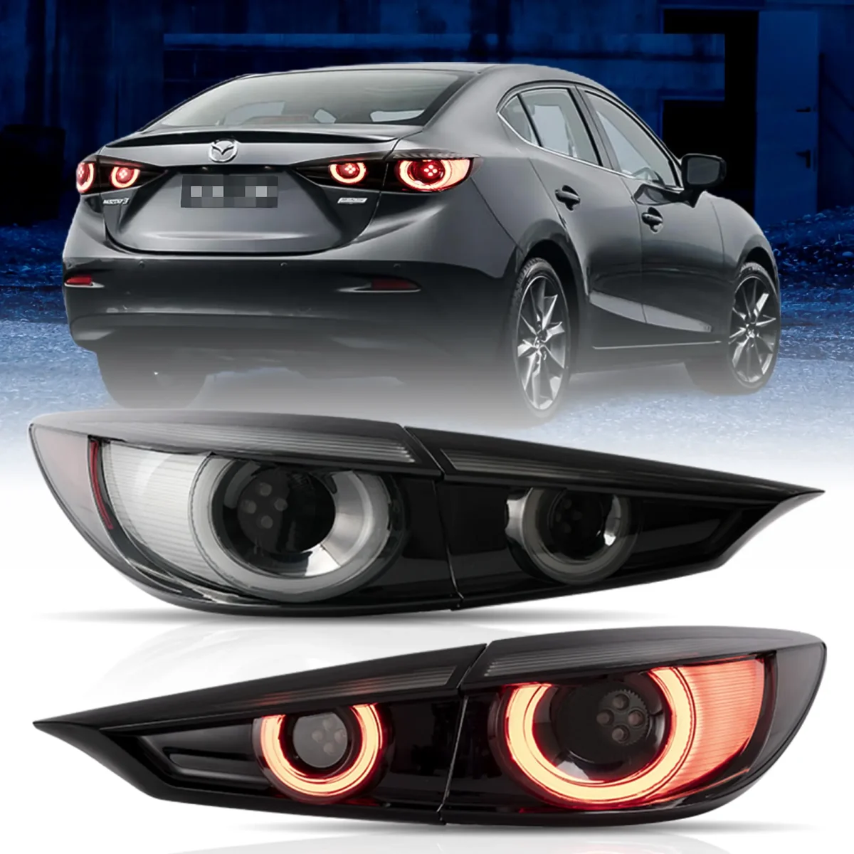 2014-2018 Mazda 3 Tail lights Sedan Upgrade To LED Sequential Smoke