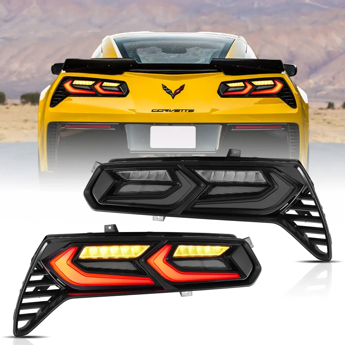 2014-2019 C7 Tail lights Chevrolet Corvette With Double Arrow LED Sequential Smoked