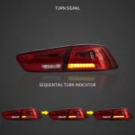 Evo X Vland Tail lights Custom Inverted Y Style Sequential Turn Signal Red