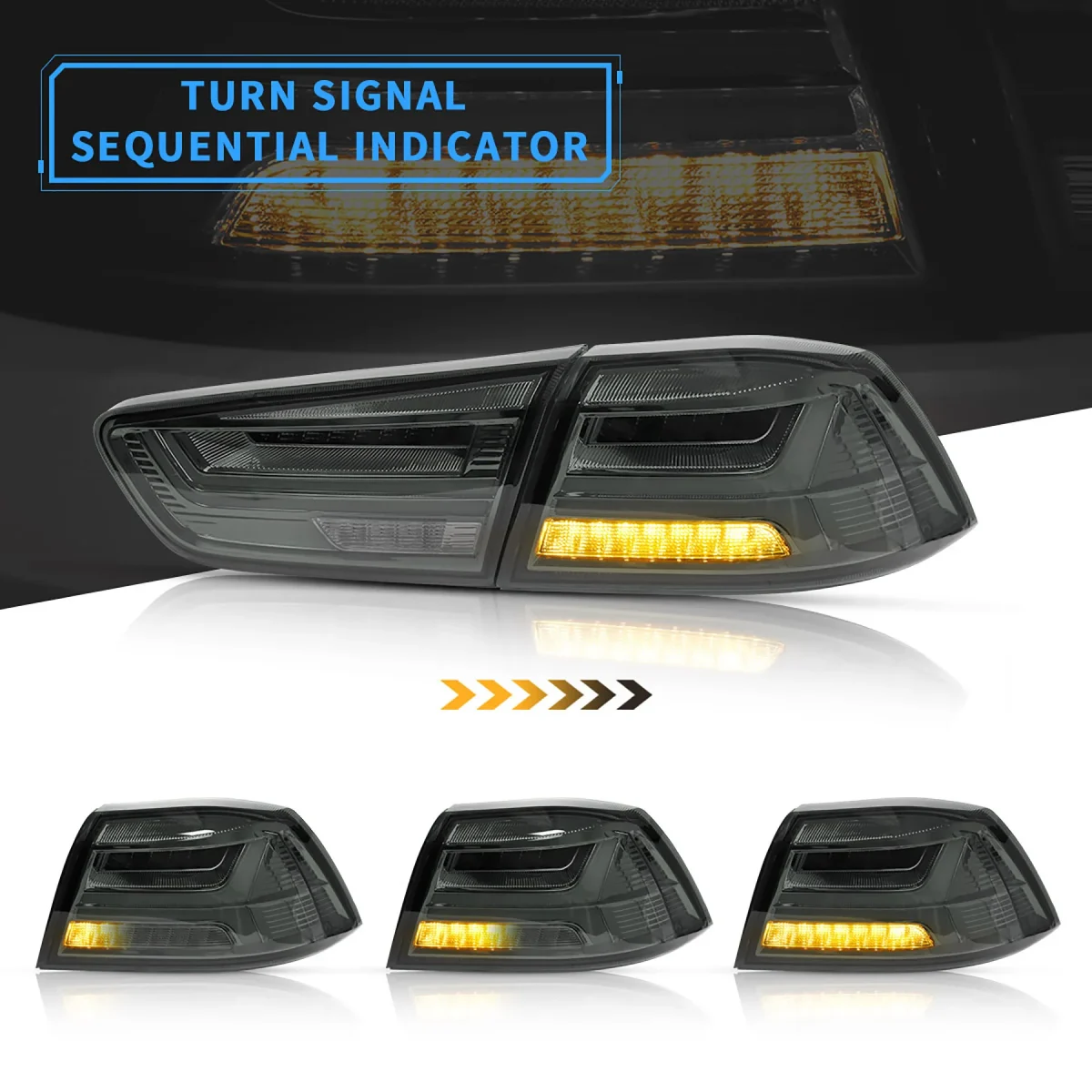 Evo X Vland Tail lights Custom Inverted Y Style Sequential Turn Signal Smoked