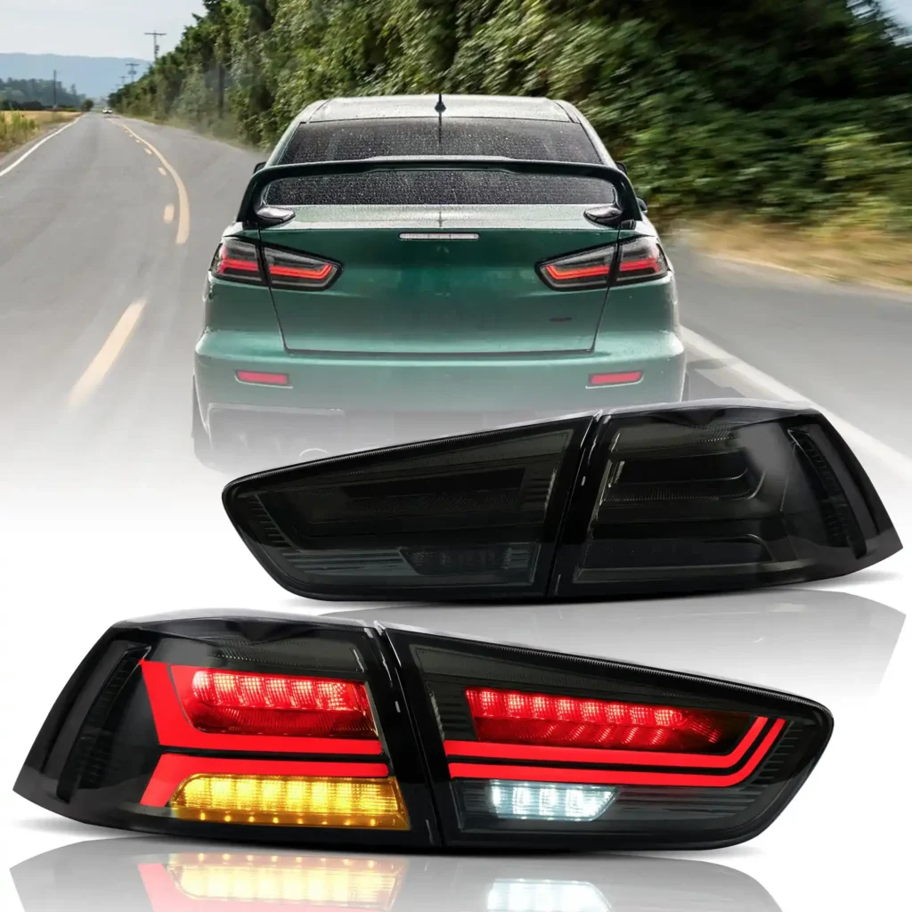 Evo X Vland Tail lights Custom Inverted Y Style Smoked