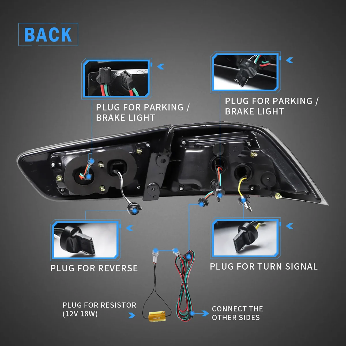 Evo X Vland Tail lights Custom Inverted Y Style Wiring Harness