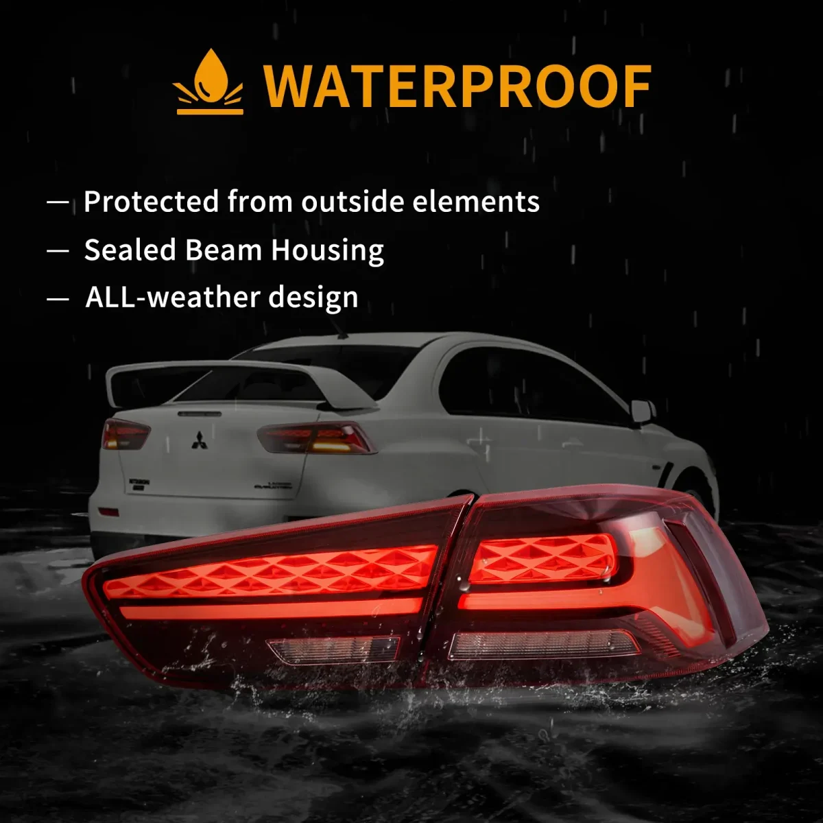 Evo X Vland Tail lights Replacement With Flake Style - Image 10