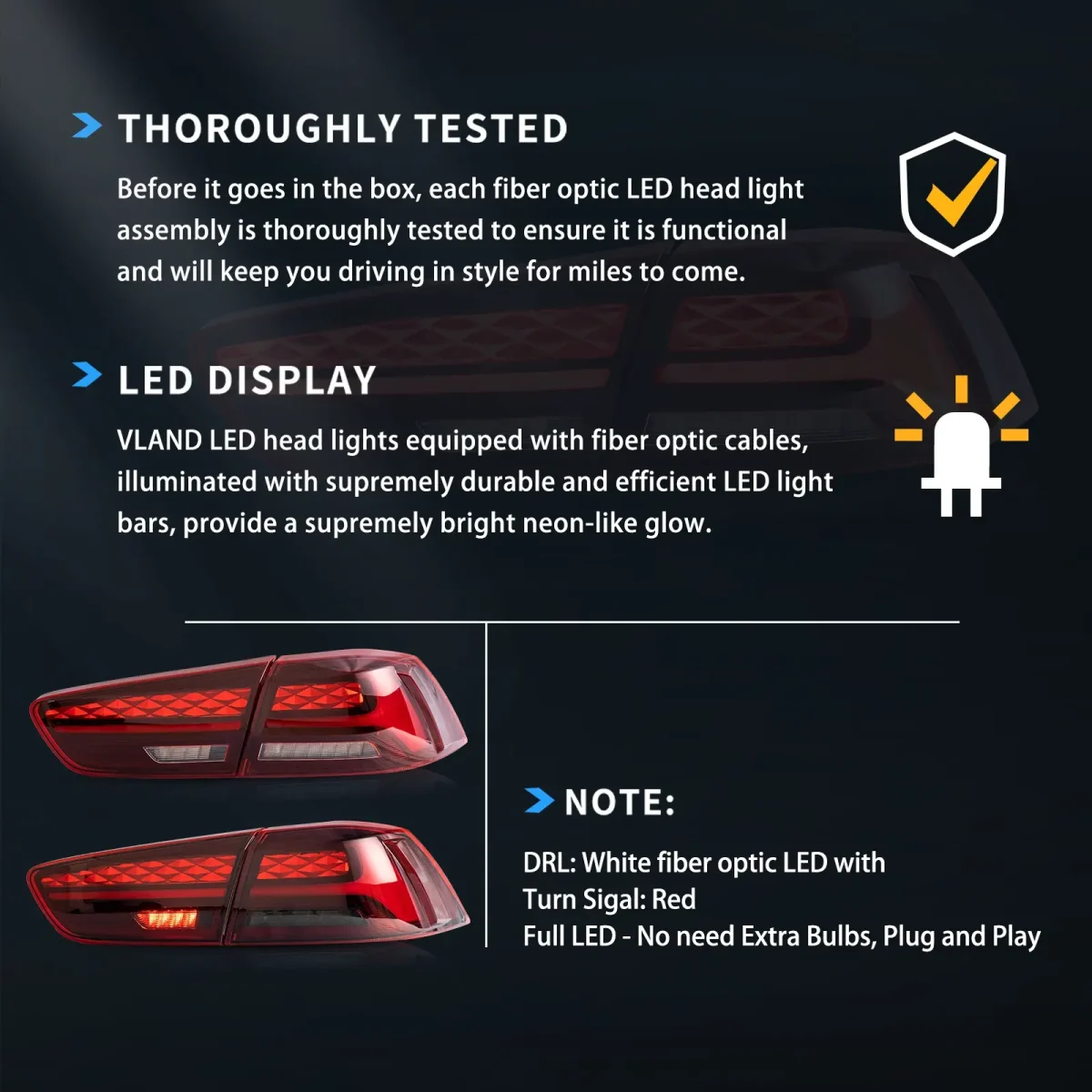 Evo X Vland Tail lights Replacement With Flake Style - Image 12