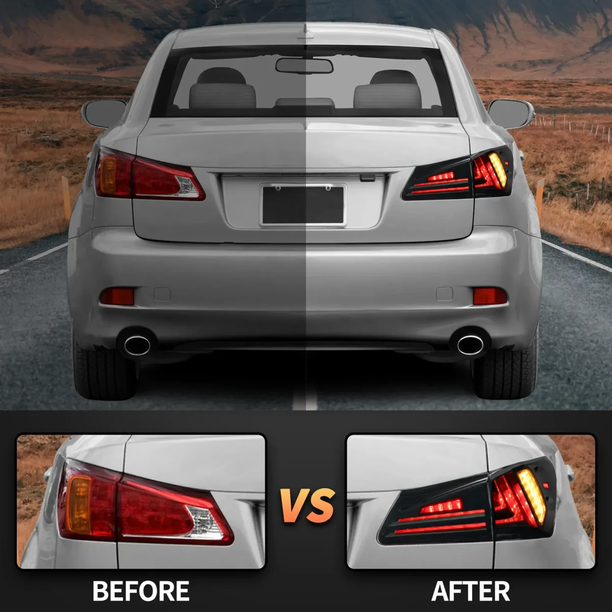 Is250 Vland Tail lights (05-13) Custom LED Sequential Tint Before and After2