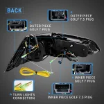 Vland MK7 Tail lights Golf Replacement With LED Sequential Wiring Harness