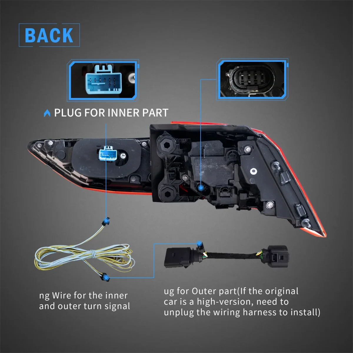MK8 Golf R Tail lights Upgrade To Full LED Sequential Wiring Harness