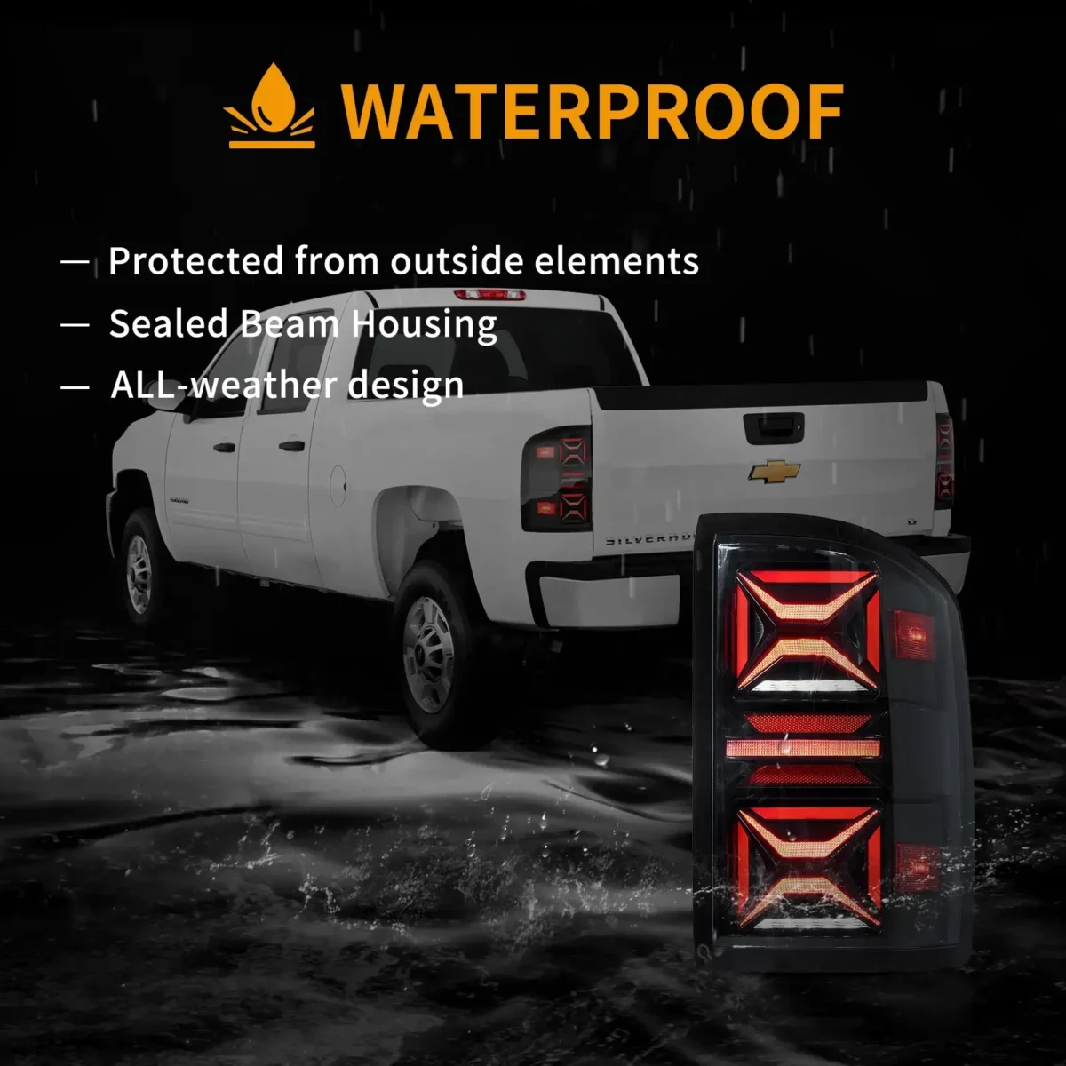 2007-2013 Chevy Silverado 1500 Tail lights X shape Full LED - Image 9