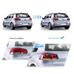 MK6 GTI LED Tail lights Customized Kit Before and After