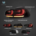 MK6 GTI LED Tail lights Customized Kit Function Show S