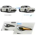 Vland Headlights BRZ 12-21 Replacement With LED Sequential Before and After
