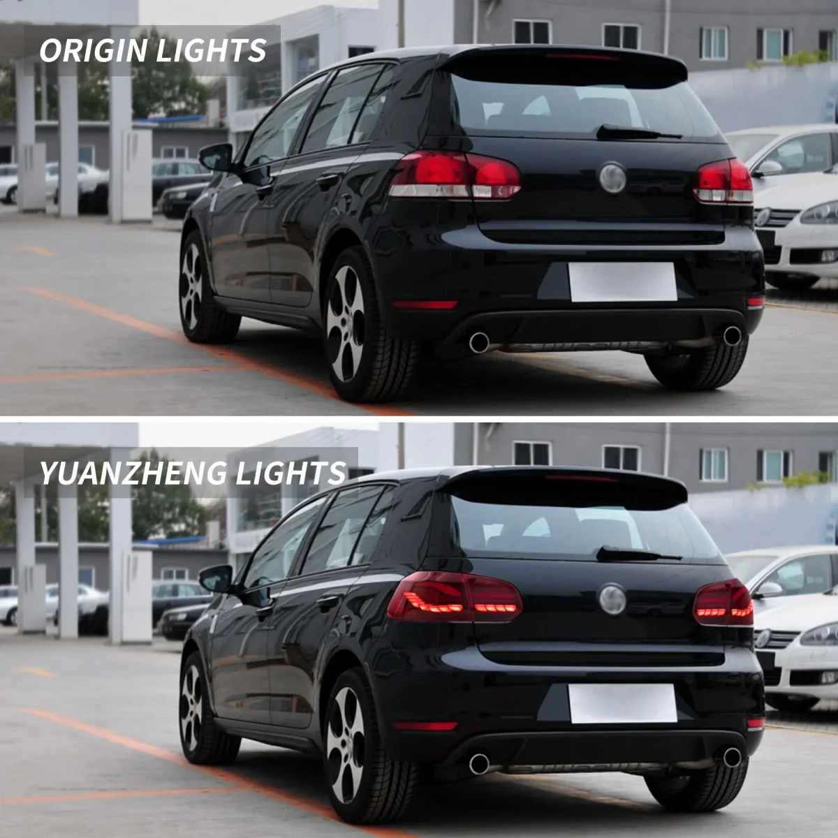 Vland MK6 Gti Tail lights Golf Replacement With GTS Style Before and After