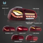 Vland MK6 Gti Tail lights Golf Replacement With GTS Style Function Show Red