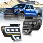 2009-2014 F150 Headlights LED Projector With Sequential Clear