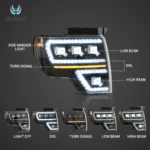 2009-2014 F150 Headlights LED Projector With Sequential Function Show