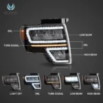 2009 F150 Headlights (09-14) With LED Sequential Reflection Bowl Function Show
