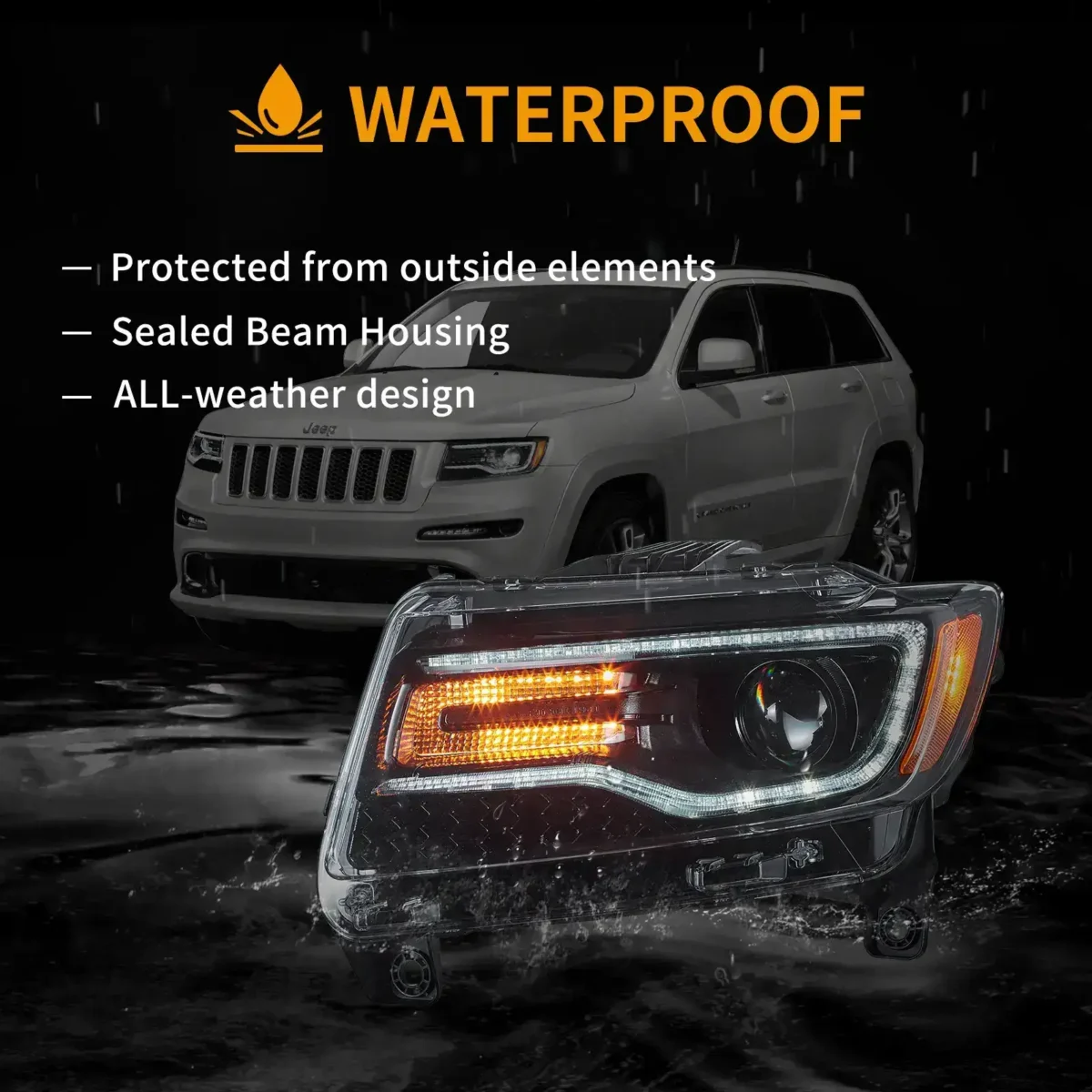 11-13 Jeep Grand Cherokee Headlight Assembly With LED Projector - Image 11