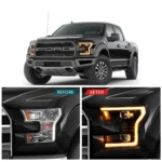 2015 Ford F150 Headlights (15-17) Retrofit Kits Before and After