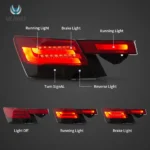2008-2012 Honda Accord Tail light 3D Full LED Assembly Function Show Red