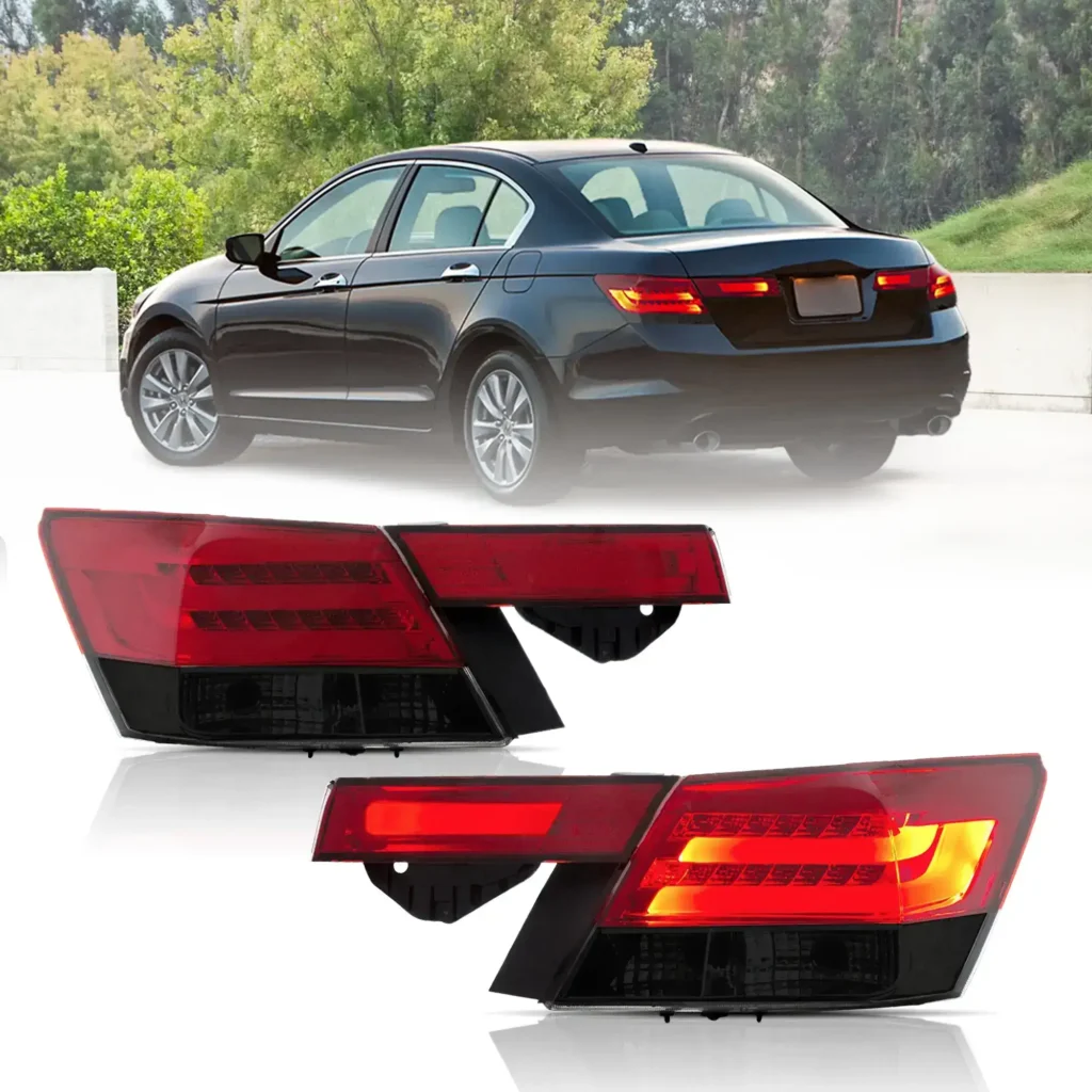 2008-2012 Honda Accord Tail light 3D Full LED Assembly Red Smoked