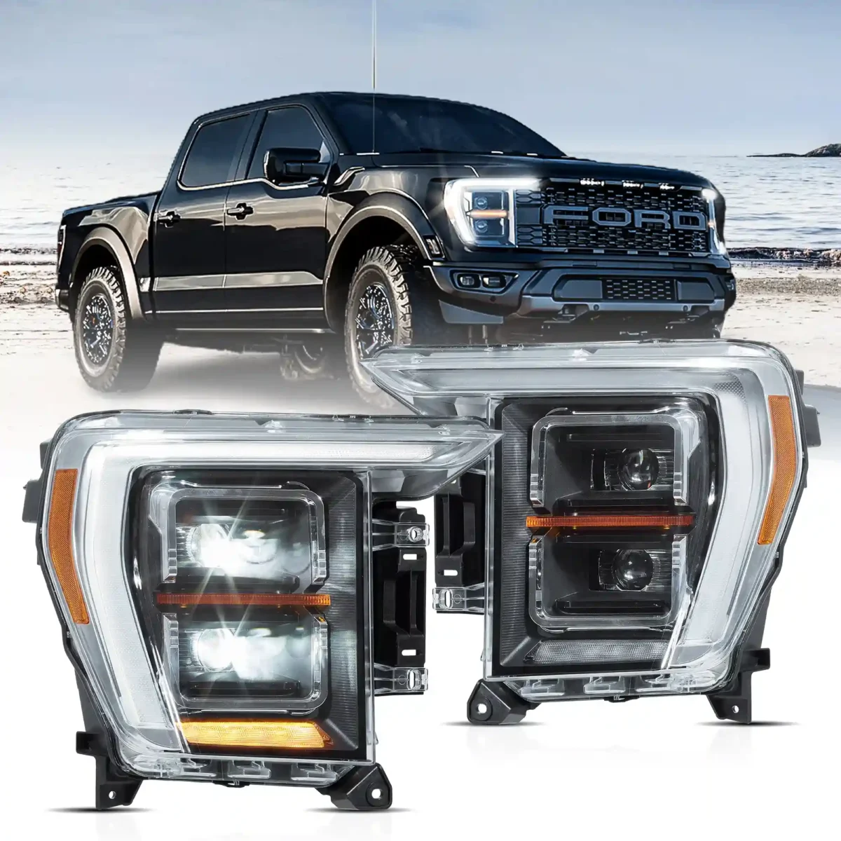 2021 F150 LED Headlights (21-24) Upgrade To Dual LED Projector