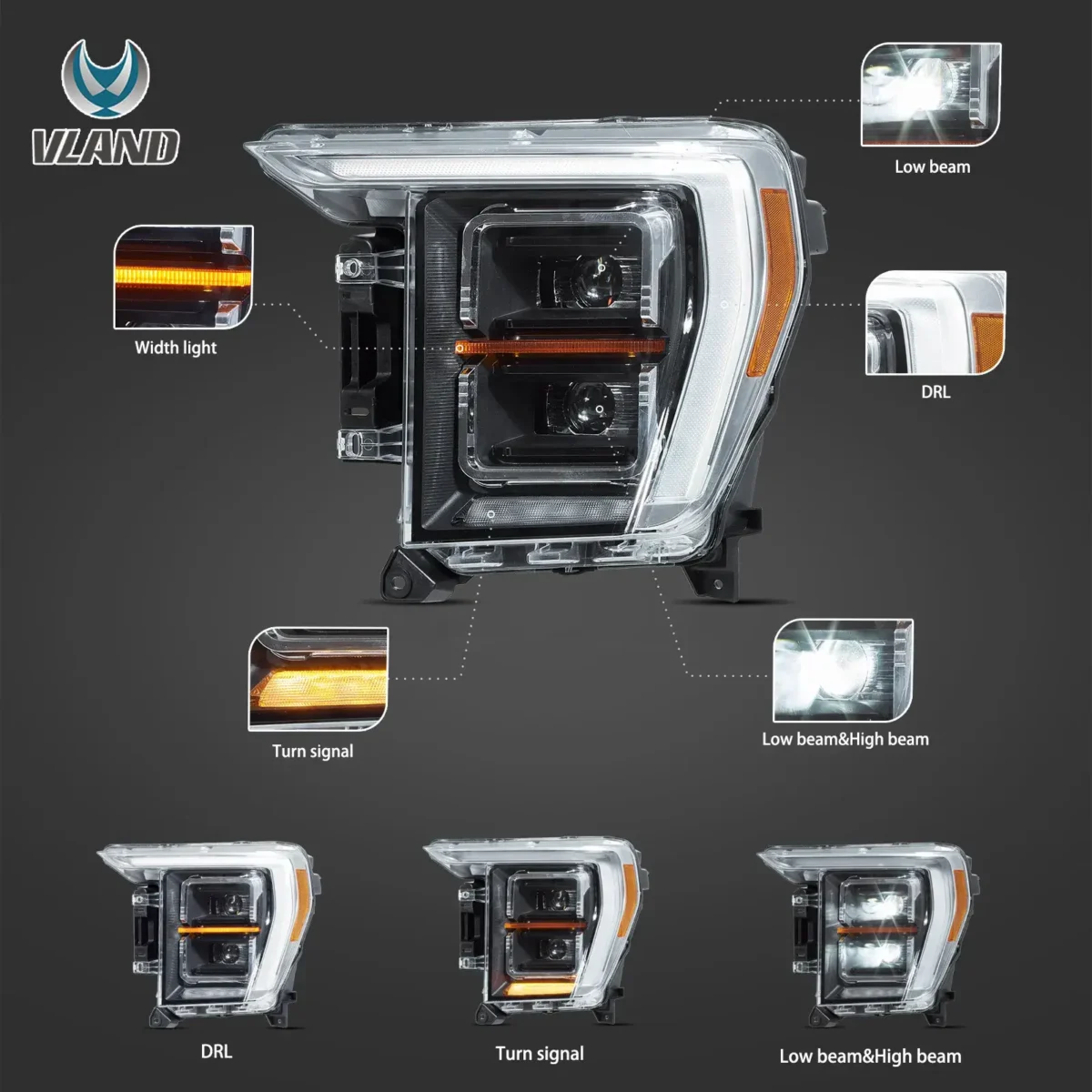 2021 F150 LED Headlights (21-up) Upgrade To Dual LED Projector Function Show