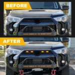 2020 4Runner Grille Lights (20-24) With LED Amber Lens before and after